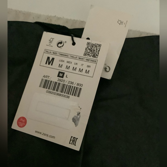 Zara ‘89 Sheep Black Leather Rhinestone Salamander Long Gloves Sz. Medium NWT - Picture 7 of 11